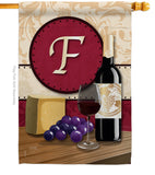 Wine F Initial - Wine Happy Hour & Drinks Vertical Impressions Decorative Flags HG130214 Made In USA