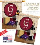 Wine G Initial - Wine Happy Hour & Drinks Vertical Impressions Decorative Flags HG130215 Made In USA