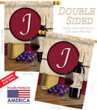 Wine J Initial - Wine Happy Hour & Drinks Vertical Impressions Decorative Flags HG130218 Made In USA