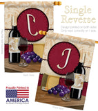 Wine J Initial - Wine Happy Hour & Drinks Vertical Impressions Decorative Flags HG130218 Made In USA