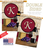 Wine K Initial - Wine Happy Hour & Drinks Vertical Impressions Decorative Flags HG130219 Made In USA