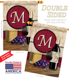 Wine M Initial - Wine Happy Hour & Drinks Vertical Impressions Decorative Flags HG130221 Made In USA