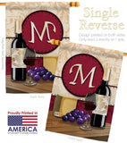 Wine M Initial - Wine Happy Hour & Drinks Vertical Impressions Decorative Flags HG130221 Made In USA