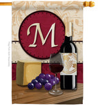 Wine M Initial - Wine Happy Hour & Drinks Vertical Impressions Decorative Flags HG130221 Made In USA