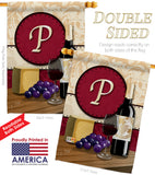 Wine P Initial - Wine Happy Hour & Drinks Vertical Impressions Decorative Flags HG130224 Made In USA