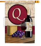Wine Q Initial - Wine Happy Hour & Drinks Vertical Impressions Decorative Flags HG130225 Made In USA