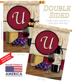 Wine U Initial - Wine Happy Hour & Drinks Vertical Impressions Decorative Flags HG130229 Made In USA