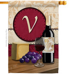 Wine V Initial - Wine Happy Hour & Drinks Vertical Impressions Decorative Flags HG130230 Made In USA