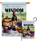 Wine in Wisdom - Wine Happy Hour & Drinks Vertical Impressions Decorative Flags HG117064 Made In USA