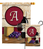 Wine A Initial - Wine Happy Hour & Drinks Vertical Impressions Decorative Flags HG130209 Made In USA