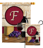 Wine F Initial - Wine Happy Hour & Drinks Vertical Impressions Decorative Flags HG130214 Made In USA