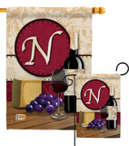 Wine N Initial - Wine Happy Hour & Drinks Vertical Impressions Decorative Flags HG130222 Made In USA