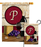 Wine P Initial - Wine Happy Hour & Drinks Vertical Impressions Decorative Flags HG130224 Made In USA