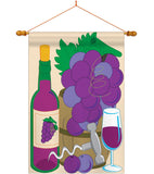 Grape - Wine Happy Hour & Drinks Vertical Applique Decorative Flags HG117010