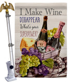 Wine Superpower - Wine Happy Hour & Drinks Vertical Impressions Decorative Flags HG117063 Made In USA