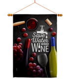 Save Water and Wine - Wine Happy Hour & Drinks Vertical Impressions Decorative Flags HG117070 Made In USA