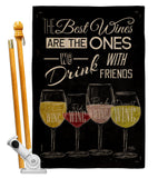 Best Wine with Friends - Wine Happy Hour & Drinks Vertical Impressions Decorative Flags HG117072 Made In USA