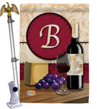 Wine B Initial - Wine Happy Hour & Drinks Vertical Impressions Decorative Flags HG130210 Made In USA