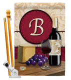 Wine B Initial - Wine Happy Hour & Drinks Vertical Impressions Decorative Flags HG130210 Made In USA