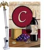 Wine C Initial - Wine Happy Hour & Drinks Vertical Impressions Decorative Flags HG130211 Made In USA