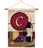 Wine C Initial - Wine Happy Hour & Drinks Vertical Impressions Decorative Flags HG130211 Made In USA