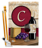 Wine C Initial - Wine Happy Hour & Drinks Vertical Impressions Decorative Flags HG130211 Made In USA