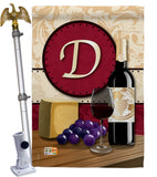 Wine D Initial - Wine Happy Hour & Drinks Vertical Impressions Decorative Flags HG130212 Made In USA