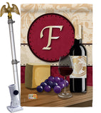 Wine F Initial - Wine Happy Hour & Drinks Vertical Impressions Decorative Flags HG130214 Made In USA