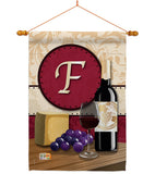 Wine F Initial - Wine Happy Hour & Drinks Vertical Impressions Decorative Flags HG130214 Made In USA