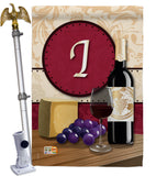 Wine I Initial - Wine Happy Hour & Drinks Vertical Impressions Decorative Flags HG130217 Made In USA