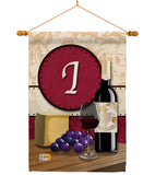 Wine I Initial - Wine Happy Hour & Drinks Vertical Impressions Decorative Flags HG130217 Made In USA