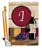 Wine I Initial - Wine Happy Hour & Drinks Vertical Impressions Decorative Flags HG130217 Made In USA