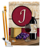 Wine J Initial - Wine Happy Hour & Drinks Vertical Impressions Decorative Flags HG130218 Made In USA