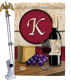 Wine K Initial - Wine Happy Hour & Drinks Vertical Impressions Decorative Flags HG130219 Made In USA