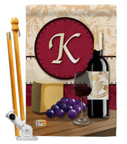 Wine K Initial - Wine Happy Hour & Drinks Vertical Impressions Decorative Flags HG130219 Made In USA