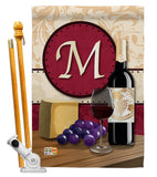 Wine M Initial - Wine Happy Hour & Drinks Vertical Impressions Decorative Flags HG130221 Made In USA