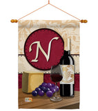 Wine N Initial - Wine Happy Hour & Drinks Vertical Impressions Decorative Flags HG130222 Made In USA