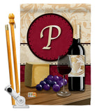 Wine P Initial - Wine Happy Hour & Drinks Vertical Impressions Decorative Flags HG130224 Made In USA