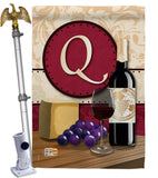 Wine Q Initial - Wine Happy Hour & Drinks Vertical Impressions Decorative Flags HG130225 Made In USA