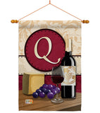 Wine Q Initial - Wine Happy Hour & Drinks Vertical Impressions Decorative Flags HG130225 Made In USA