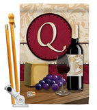 Wine Q Initial - Wine Happy Hour & Drinks Vertical Impressions Decorative Flags HG130225 Made In USA