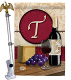 Wine T Initial - Wine Happy Hour & Drinks Vertical Impressions Decorative Flags HG130228 Made In USA