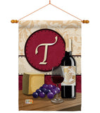 Wine T Initial - Wine Happy Hour & Drinks Vertical Impressions Decorative Flags HG130228 Made In USA