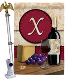 Wine X Initial - Wine Happy Hour & Drinks Vertical Impressions Decorative Flags HG130232 Made In USA