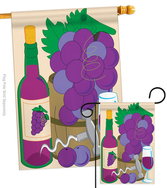 Grape - Wine Happy Hour & Drinks Vertical Applique Decorative Flags HG117010