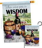 Wine in Wisdom - Wine Happy Hour & Drinks Vertical Impressions Decorative Flags HG117064 Made In USA