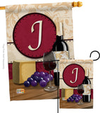 Wine J Initial - Wine Happy Hour & Drinks Vertical Impressions Decorative Flags HG130218 Made In USA