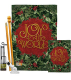 Joy To The World Wreath - Winter Wonderland Winter Vertical Impressions Decorative Flags HG114136 Made In USA