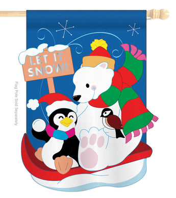 Snow Fun - Winter Wonderland Winter Vertical Applique Decorative Flags HG114058