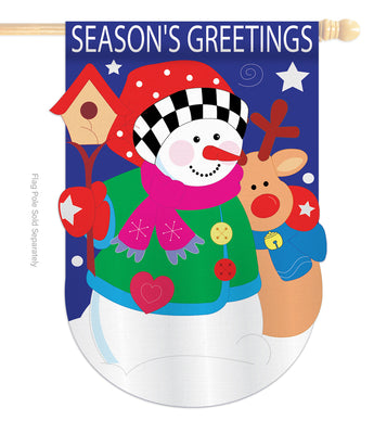 Season's Greetings - Winter Wonderland Winter Vertical Applique Decorative Flags HG114059